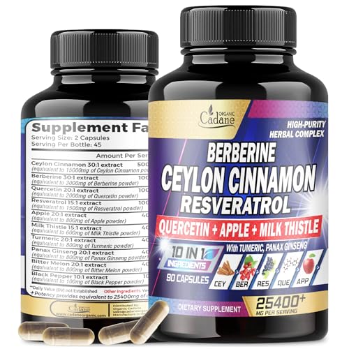 Ceylon Cinnamon 15000mg Berberine 3000mg Quercetin 2000mg Supplement - Support Organic CadaneUS supplements