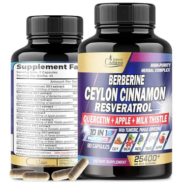 Ceylon Cinnamon 15000mg Berberine 3000mg Quercetin 2000mg Supplement - Support Organic CadaneAu supplements