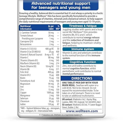 Wellteen by Vitabiotics Him Tablets x 30 WellteenAu supplements