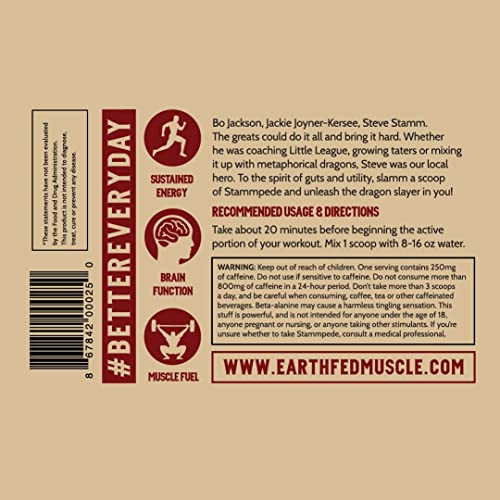 Earth Fed Muscle Stammpede DragoFruit Punch Pre Workout, 30 Servings, Boost Energy Earth Fed MuscleAu supplements