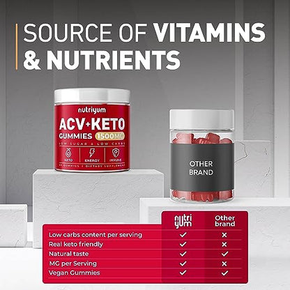 Keto ACV Gummies 1500 mg - Gelatin-Free Apple Cider Vinegar Gummies - Low Carbs Pectin XELARUS supplements