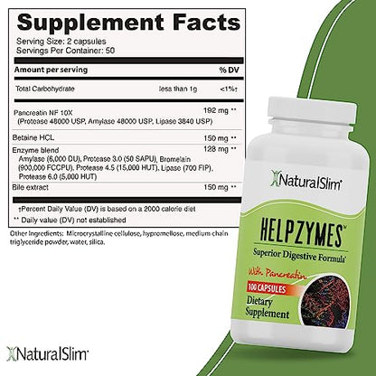 NaturalSlim Helpzymes Digestive Enzymes for Digestion, Bloating, Gas Reli NaturalSlimUS supplements