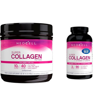 NeoCell Super Collagen Powder, 10g Collagen Peptides per Serving & Super Collagen NeoCellAu supplements