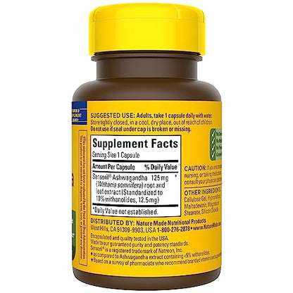 Nature Made Ashwagandha Capsules 125mg for Stress Support, 60 Capsules, 60 Day Supply Nature MadeUS supplements