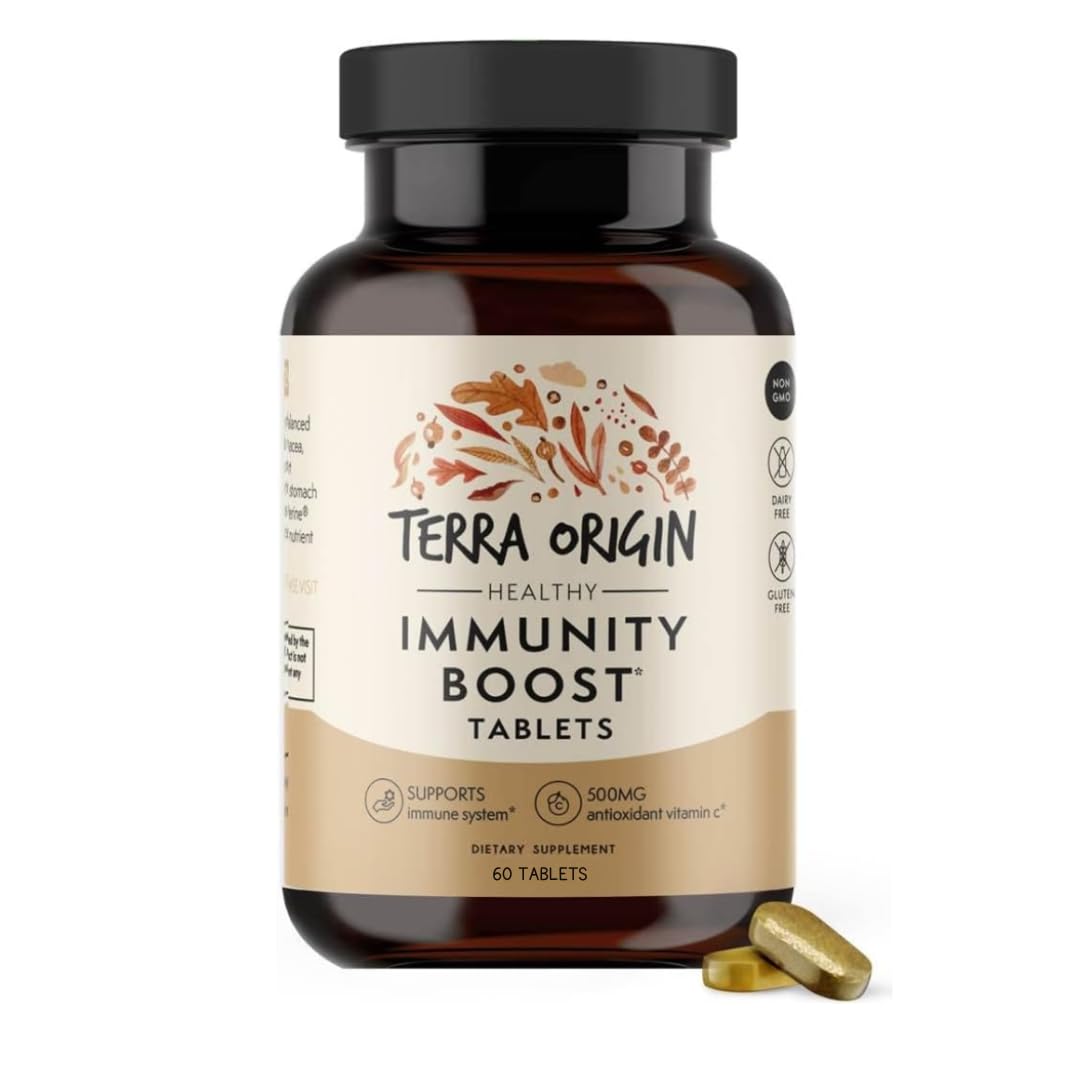 TERRA ORIGIN Immune Support Supplement | 60 Tablets | Immune System Booster for Adults* | BioPerine, Vitamin C, D, Zinc, Echinacea | Non GMO, Gluten Free, Dairy Free, Made in USA TERRA ORIGINAu supplements