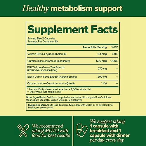 MOTO Metabolism Support for Women - Natural Energy, Curb Cravings, Healthy Metabolism - EGCG O PositivUS supplements