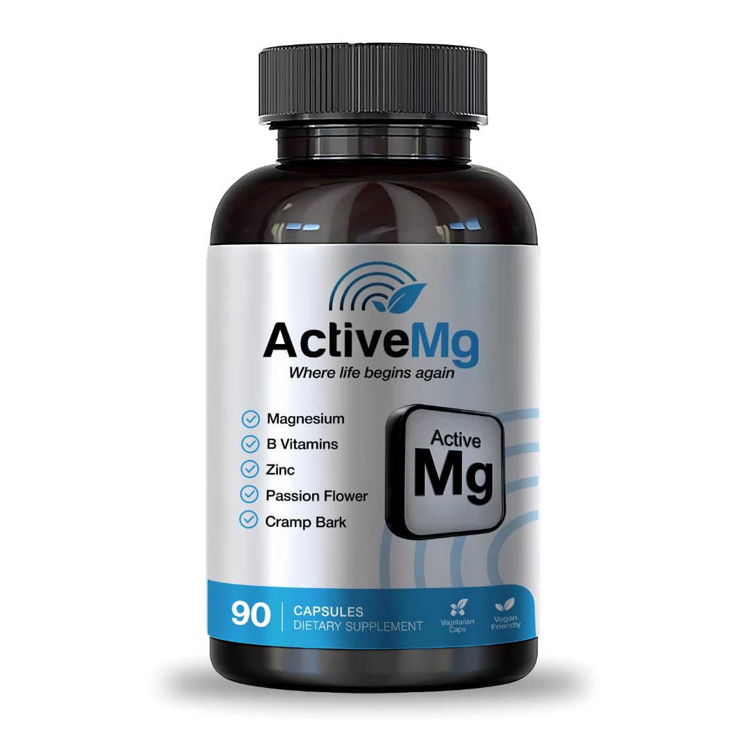 Active Mg Magnesium Supplement – 300mg Elemental Magnesium + Zinc & B Vitamins – Muscle & Nerve Support – 90 Vegan Capsules Migraine StopAu supplements