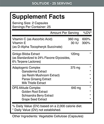 MTN OPS Solitude High-Altitude Performance Supplement (25 Servings), Black, One Size MTN OPSAu supplements