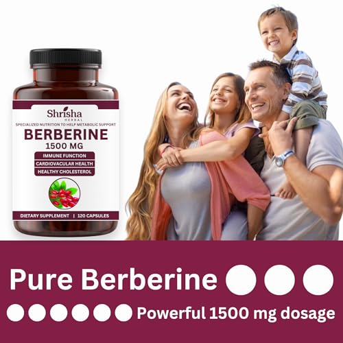 SHRISHA HERBAL Indian Berberine 1500mg - Berberine HCl 500mg Per Capsule - Support SHRISHA HERBALUS supplements