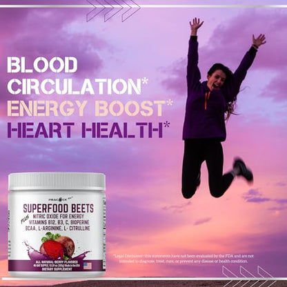 Peacock Max Superfoods Blend Immunity Support Vegan Gluten Free (Beets Nitric Oxide B12 Powder) Peacock MaxUS supplements