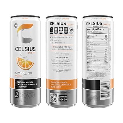 CELSIUS Sparkling Orange, Functional Essential Energy Drink 12 Fl Oz (Pack of 12) CELSIUSUS supplements
