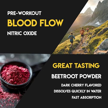 Beetroot Pro Pre-Workout Powder - 10oz, 28 Servings, Dark Cherry Flavor - Boosts Energy Beetroot ProUS supplements