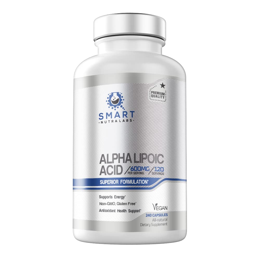 Alpha Lipoic Acid 600mg Per Serving, 240 Vegan Capsules- Gluten Free SMART NUTRA LABSUS supplements