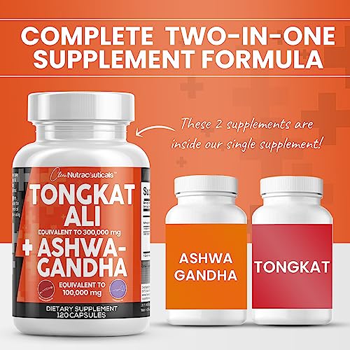 Clean Nutraceuticals Tongkat Ali 300,000mg and Ashwagandha 100,000mg Clean NutraceuticalsUS supplements