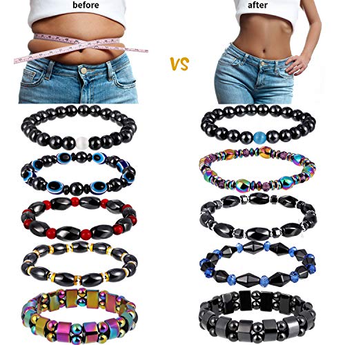 Hicarer 10 Pieces Magnetic Hematite Bracelets for Men Women Magnetic Bracelet Rock HicarerAu supplements
