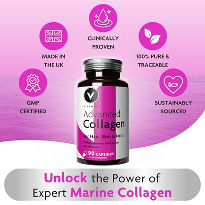 Premium Collagen Supplements for Women - High Strength Marine Collagen with Hyaluronic Acid, Biotin, Vitamin C & E V VitaminiUS supplements
