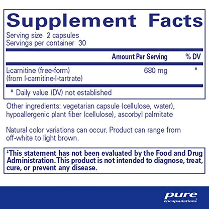 Pure Encapsulations L-Carnitine | Hypoallergenic Supplement for Cardiovascular and Endurance Support Pure EncapsulationsUS supplements