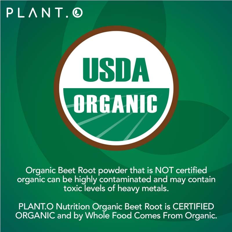 USDA Plant.O Premium Organic Beet Root Tablets [1350mg Beets Powder] with Black Pepper PLANT.O NUTRITIONUS supplements