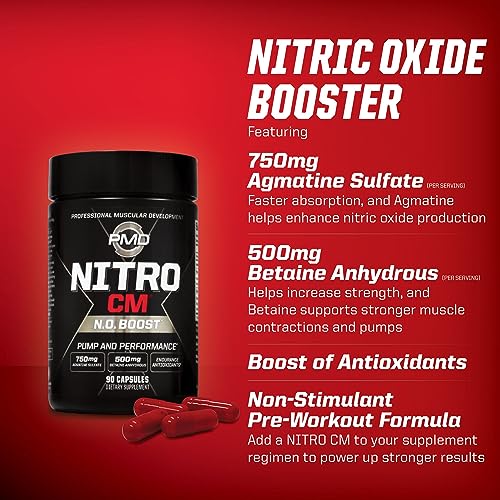 PMD Sports Nitro cm - Nitric Oxide with Agmatine Pre Workout Supplement - Muscle PMDUS supplements
