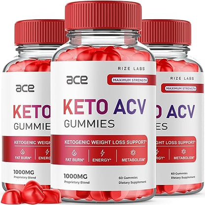 (3 Pack) Ace Keto Gummies - Ace Keto ACV Gummies for Advanced Weight Loss Ace Keto rize labsUS supplements