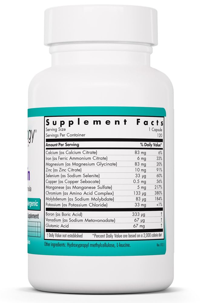 NutriCology MultiMin - Essential Mineral Blend with Macro Trace & Ultra Trace Minerals - Supports Mineral Balance Absorption & Cellular Function - 120 Servings - 120 Vegetarian Capsules Allergy Research GroupAu supplements