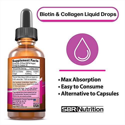 SBR Nutrition Biotin and Collagen Liquid Drops Daily Food Supplement, Vitamins SBR NutritionAu supplements
