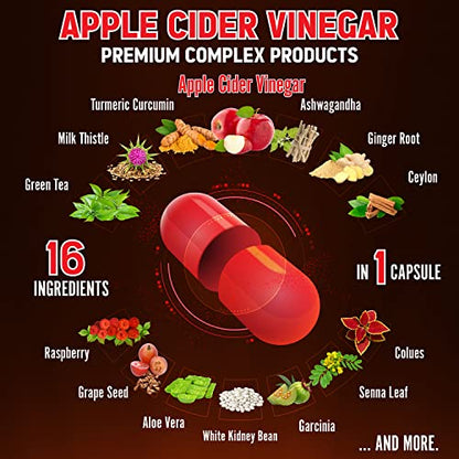 Zolotus 14x Strength Apple Cider Vinegar Capsules, Equivalent to 14500mg, with Turmeric ZolotusUS supplements