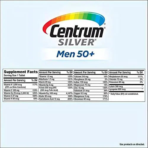 Centrum Men 50+ Multivitamin Tablet Age 50 and Older 275ct CentrumAu supplements