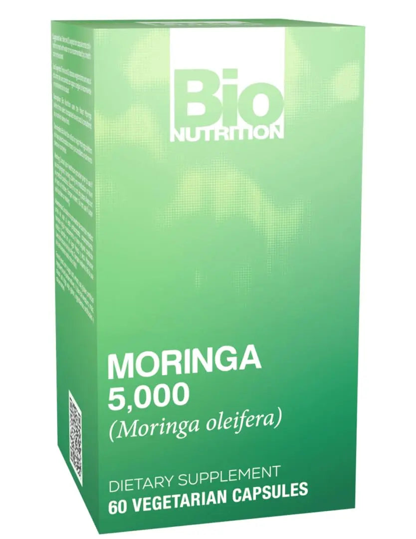 Bio Nutrition Moringa 5000mg 60 Vegetarian Capsules | Complete Green Superfood | Nature's Multivitamin | Energy and Gut Health Bio NutritionAu supplements