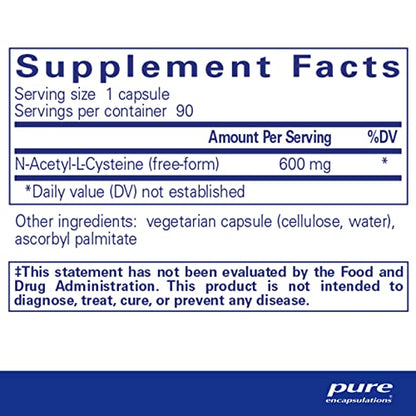 Pure Encapsulations NAC 600 mg - NAC Supplement for Lung Health & Immune Support Pure EncapsulationsUS supplements