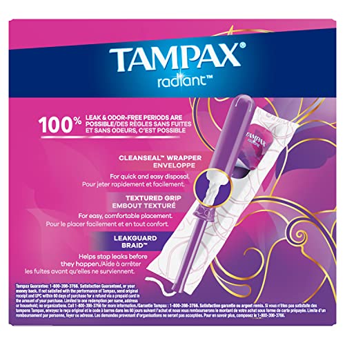 Tampax Radiant Tampons, Super Absorbency, With Leakguard Braid, Unscented, 28 Count TampaxAu supplements