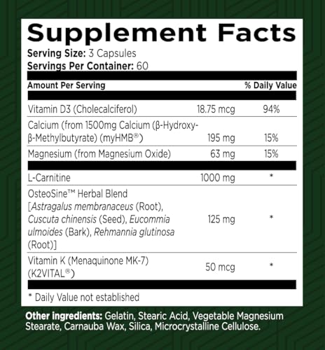 Green Valley Naturals Bone & Muscle Defense Supplement – Bone Health, Muscle Support & Joint Mobility Formula with MyHMB, Magnesium, Vitamin D3 & L-Carnitine for Daily Wellness, 60 Capsules GREEN VALLEY NATURALSAu supplements