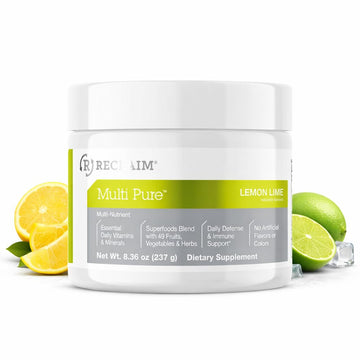 Reclaim Multi Pure Lemon Lime, Immune Support, Vitamin C, Vitamin B Complex, Probiotic, Superfood Powder, Calcium, Magnesium Oxide, (30 Servings) (Lemon Lime) Complete NutritionAu supplements