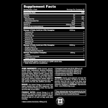 Animal Omega – Omega 3 & 6 Supplement – Fish Oil, Flaxseed Oil, Salmon Oil, Cod Liver AnimalUS supplements