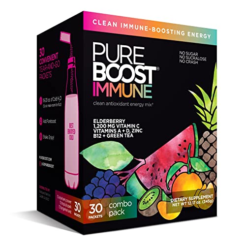 Pureboost Immune Clean Energy Drink Mix: Immunity Supplement with Elderberry PureboostUS supplements