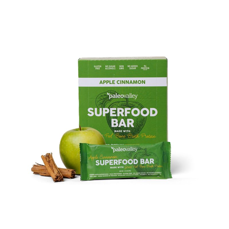 Paleovalley Superfood Bars – Apple Cinnamon– 10 Pack – 9g Protein per Bar – Gluten-Free, Grain-Free, Paleo, Non-GMO – On-the-Go Snack PaleovalleyUS supplements