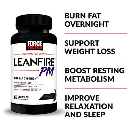 Force Factor LeanFire PM Weight Loss Pills for Women & Men, Fat Burner & Overnight Force FactorUS supplements