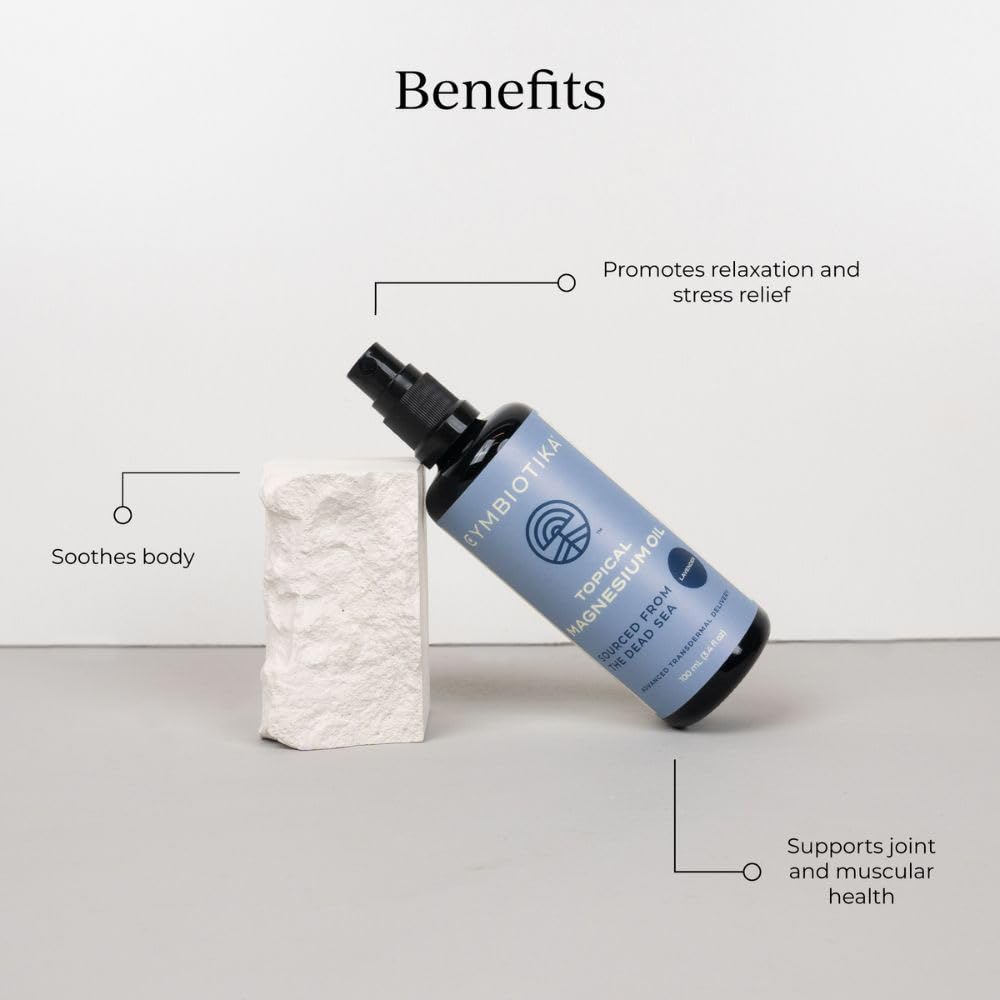 CYMBIOTIKA Topical Magnesium Oil Spray for Body, USA Made, Supplement for Leg Cramps, Muscle, Joint Health & Sleep Support, Includes Magnesium Chloride, Lavender Extract, Aloe Vera - Skin Applicator CYMBIOTIKAUS supplements