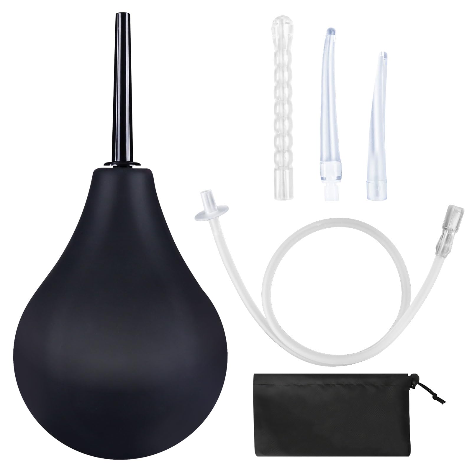 Enema Bulb 7.6oz Douche Enema Kit Includes 4 Nozzles for Women & Men Black with Storage Bag FOOFOOAu supplements