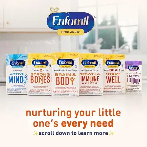 Enfamil Poly-Vi-Sol and Fer-in-Sol Iron Liquid Drop Multivitamin Supplements for Infants and Toddlers, 2x50 mL Dropper Bottle Enfamil Prenatals & Baby VitaminsAu supplements