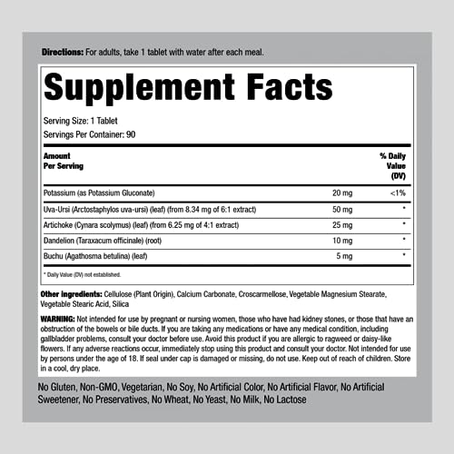 Water Pill | 90 Tablets | Super Strength | with Potassium | Non-GMO, Gluten Free Supplement Piping RockUS supplements