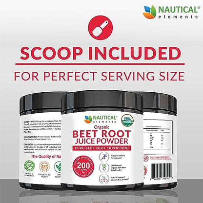 Beet Juice Powder Organic - Cold Pressed - 20:1 Concentrate - Concentrated Beet Root Nautical ElementsUS supplements