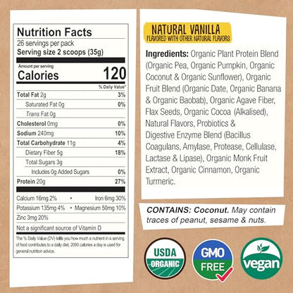 EarthChimp Organic Vegan Protein Powder - with Probiotics - Non GMO, Dairy Free EarthChimpUS supplements