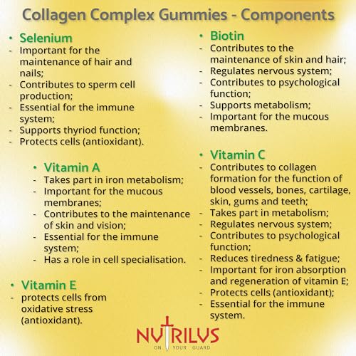 Collagen Complex 90 Natural Pineapple Gummies 500mg - Large Pack - with Biotin & Selenium NutrilusUS supplements