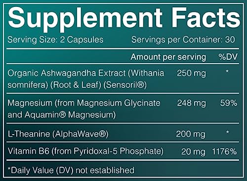 AshwaMag, 5 Clinically Studied Ingredients: Organic & Patented Ashwagandha, 2 Forms AshwaMagAu supplements