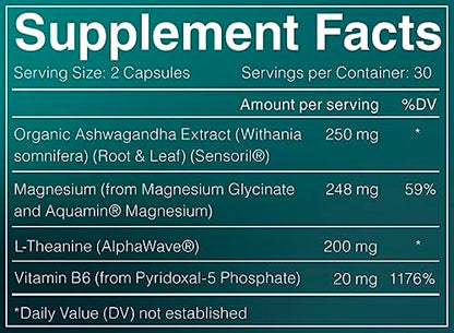 AshwaMag, 5 Clinically Studied Ingredients: Organic & Patented Ashwagandha, 2 Forms AshwaMagUS supplements