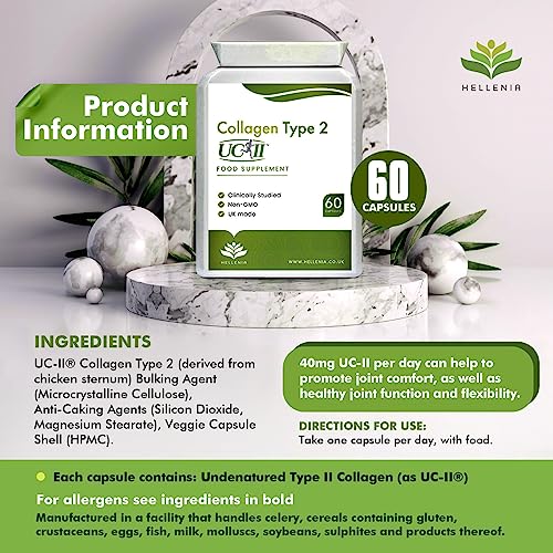 UC-II® Collagen Type 2-40mg - 60 Capsules | Joint Support | Manufactured in The UK HelleniaUS supplements