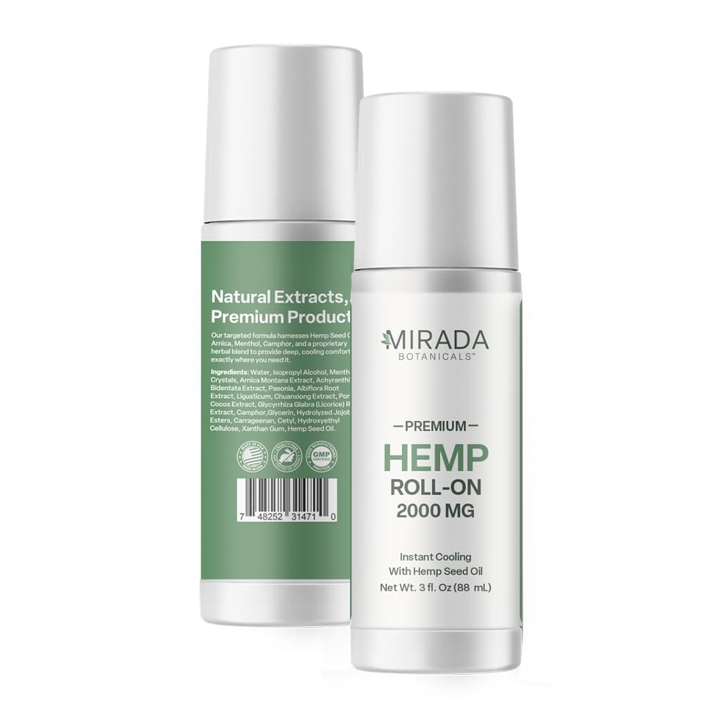 Mirada Botanicals Hemp Cooling Relief Roll-On – 2000mg - Menthol & Arnica – Muscle & Joint Support Mirada BotanicalsAu supplements