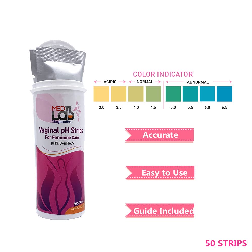 Vaginal ph Test Strips for Women(50 cnt). BV Bacterial Vaginosis and Yeast Infection Test Strips Med Lab DiagnosticsAu supplements