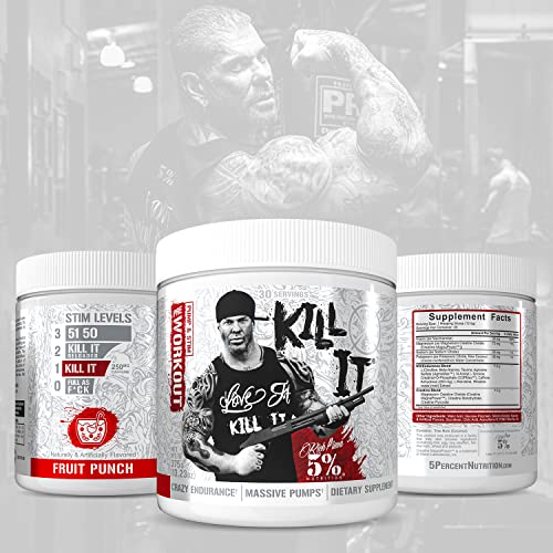 5% Nutrition Rich Piana Kill It Pre Workout Powder w/Creatine, Jitter-Free Caffeine 5% NutritionUS supplements